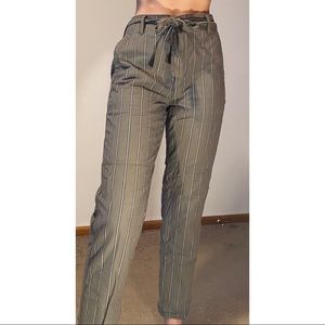 American Eagle Green Striped Tapered Pant